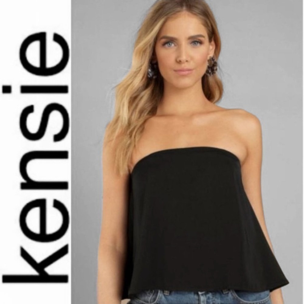 Kensie Black Strapless Flared Top